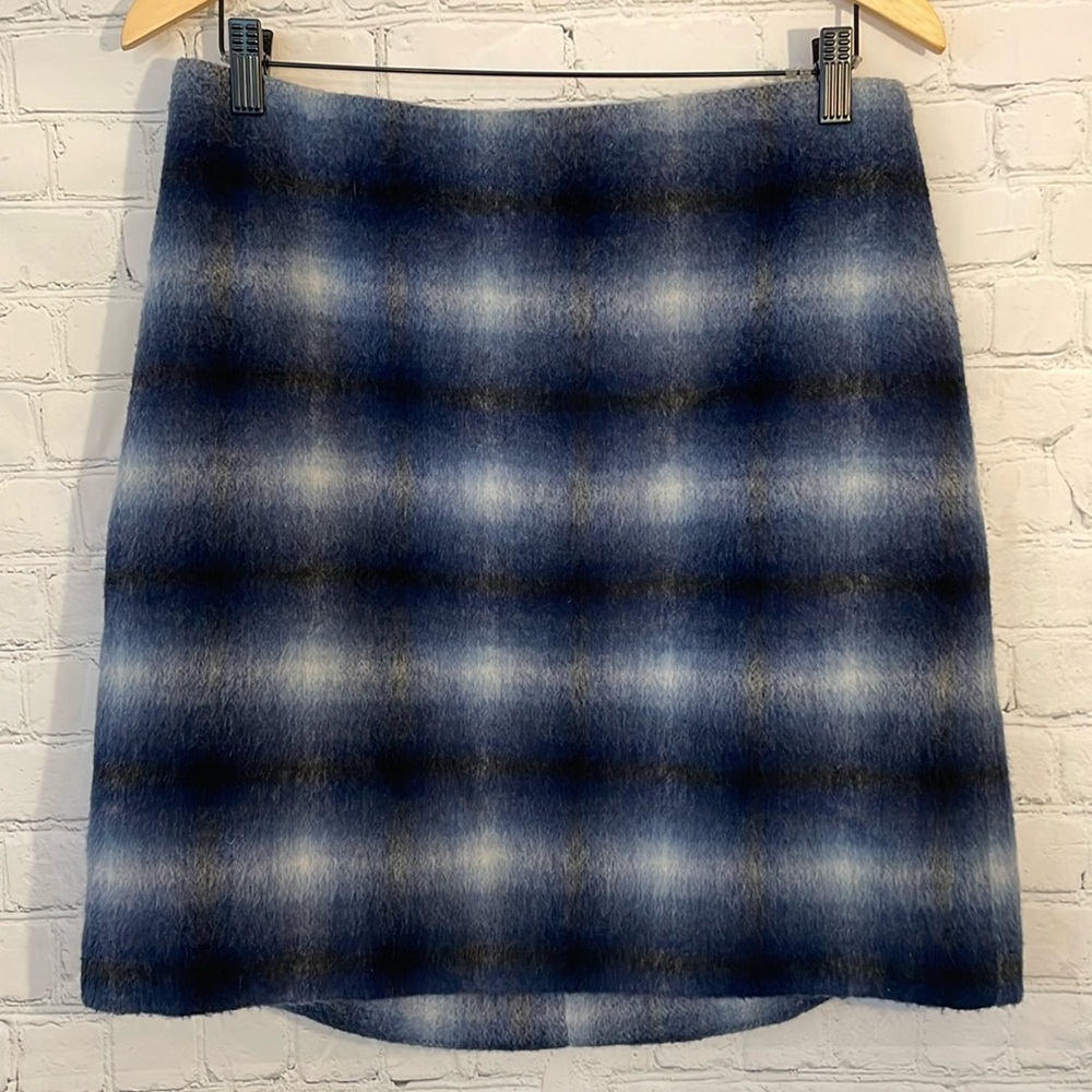 Catherine Malandrino Wool Blend Blue Plaid Mini Skirt